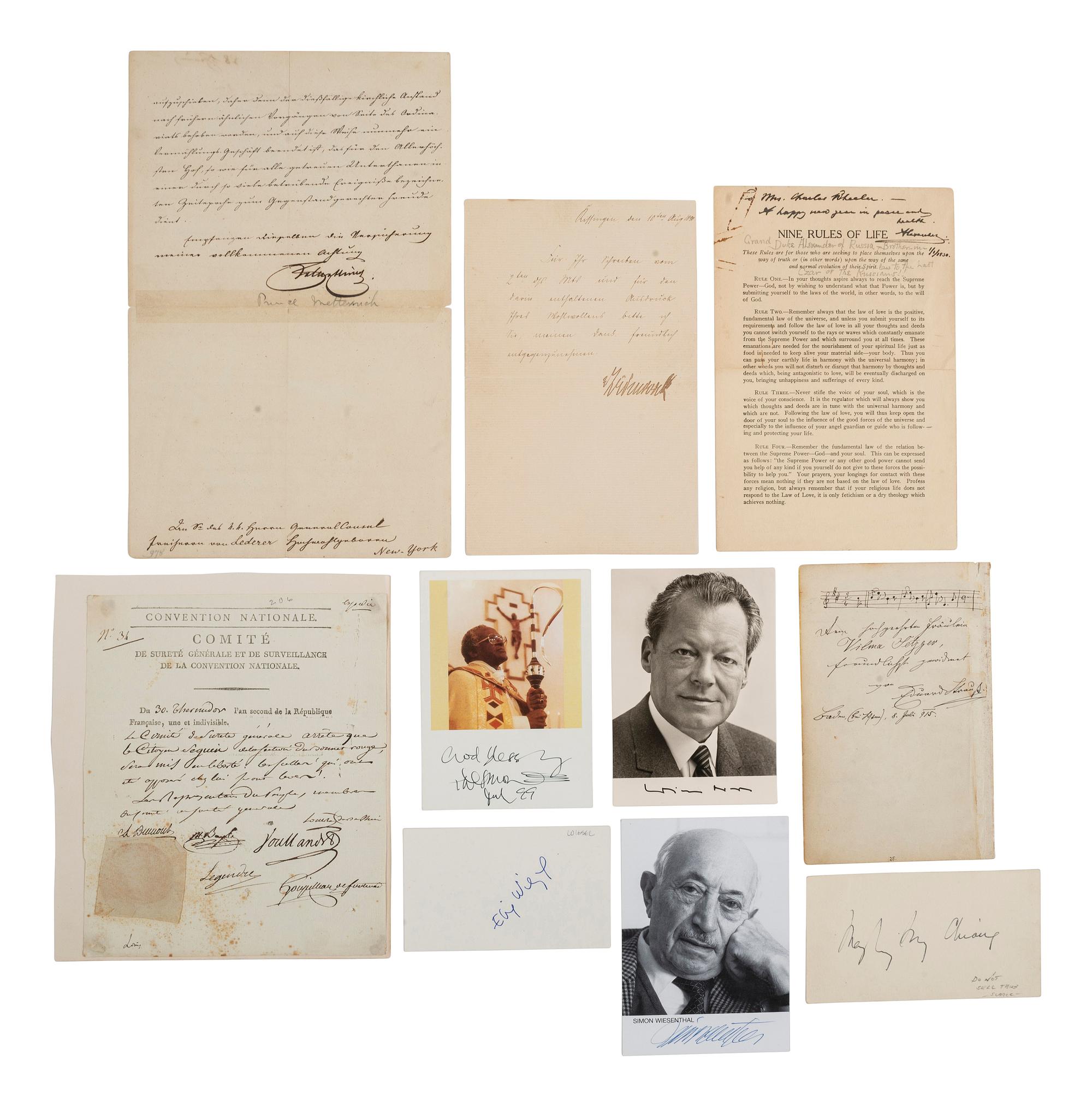 [AUTOGRAPHS]. Notable world leaders, artists, and military figures, ca 18-20th century.