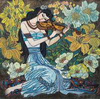 Seated Woman Playing a Violin