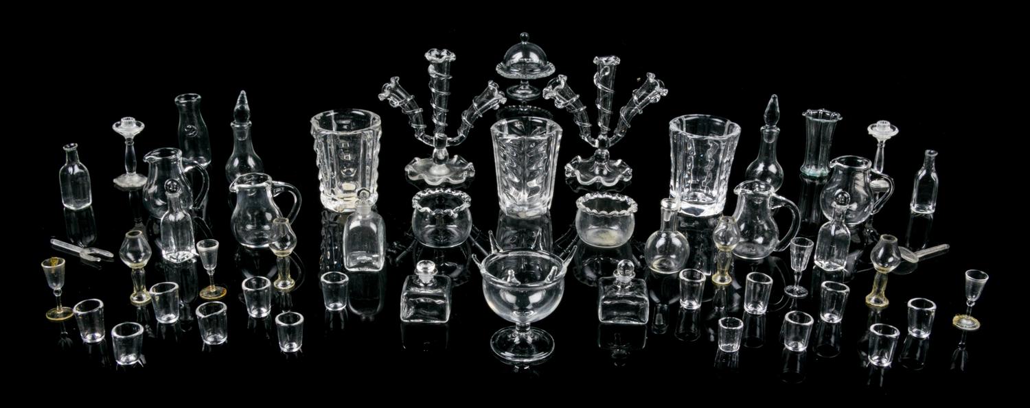 A Collection of Glass Table Articles Height of epergne 1 5/8 inches.