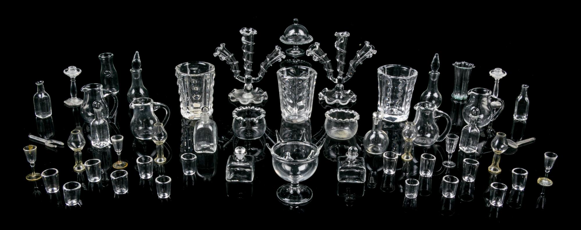 A Collection of Glass Table Articles Height of epergne 1 5/8 inches.