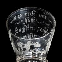 A German Engraved and Faceted Glass Wine Stem
