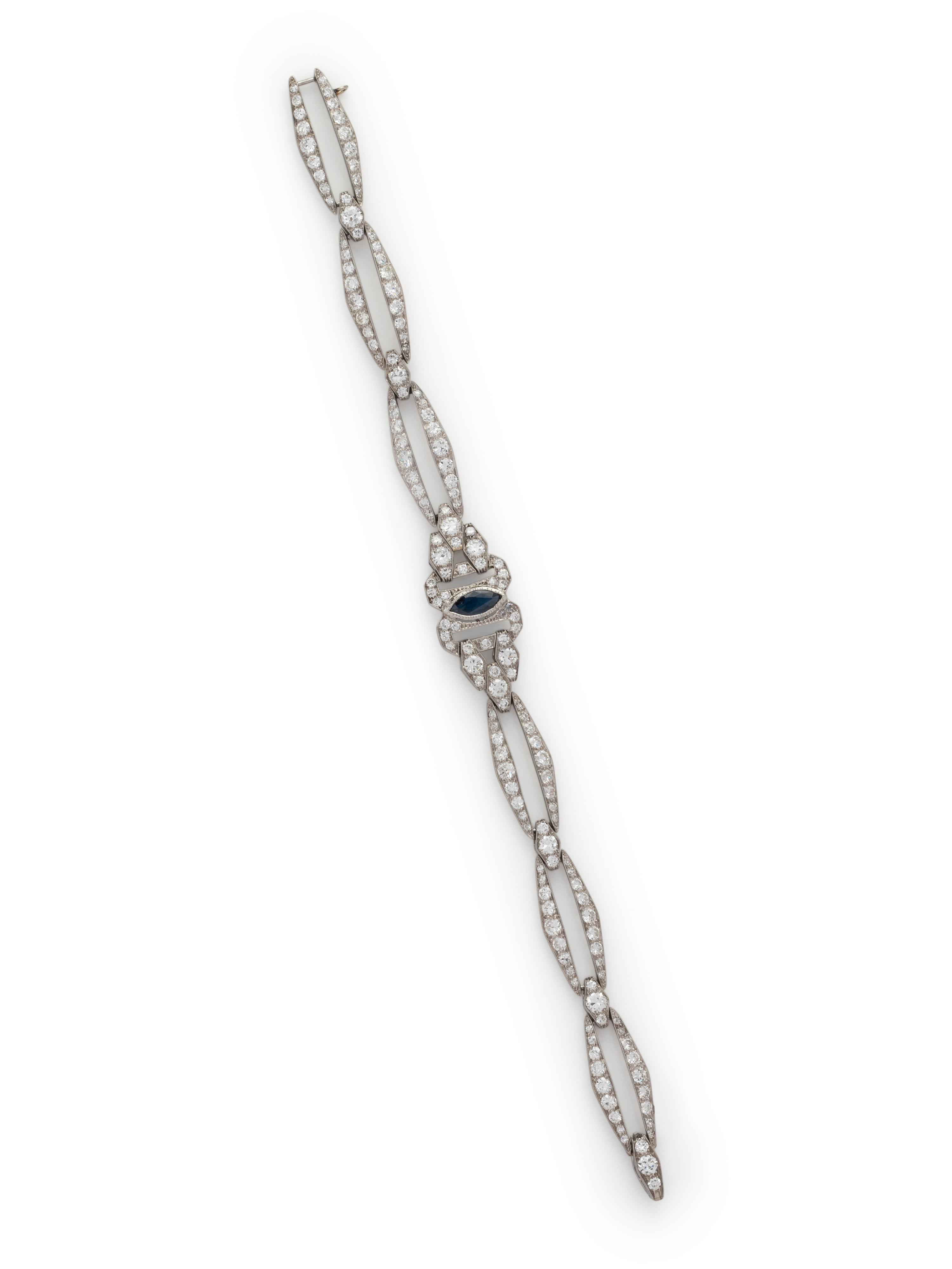 W.C. BALL, ANTIQUE, SAPPHIRE AND DIAMOND BRACELET