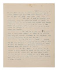 [LAWRENCE, T. E.]. --POUND, Ezra (1885-1972). Typed letter signed ("Ezra Pound") with five-line autograph postscript and emendations in text, to T.E. Lawrence ("My Dear Hadji ben Abt el Bakshish, Prince de Mecque, Two-Sworded Samurai, Old Bird, Young Bird, Magister Artium, etc."), 5 Holland Place Chambers, Kensington, 20 April 1920. 3 pages, 4to. Provenance : Sotheby’s, 20 July 1981, lot 262, purchased by Harry Spiro; Spiro Family Collection, sold Christie’s New York, 26 Feb 2004, lot 73.