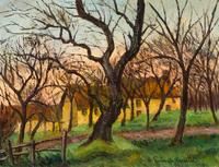 Paul Emile Pissarro, (French, 1884 - 1972), Poiriers et pommiers clos en Normandie