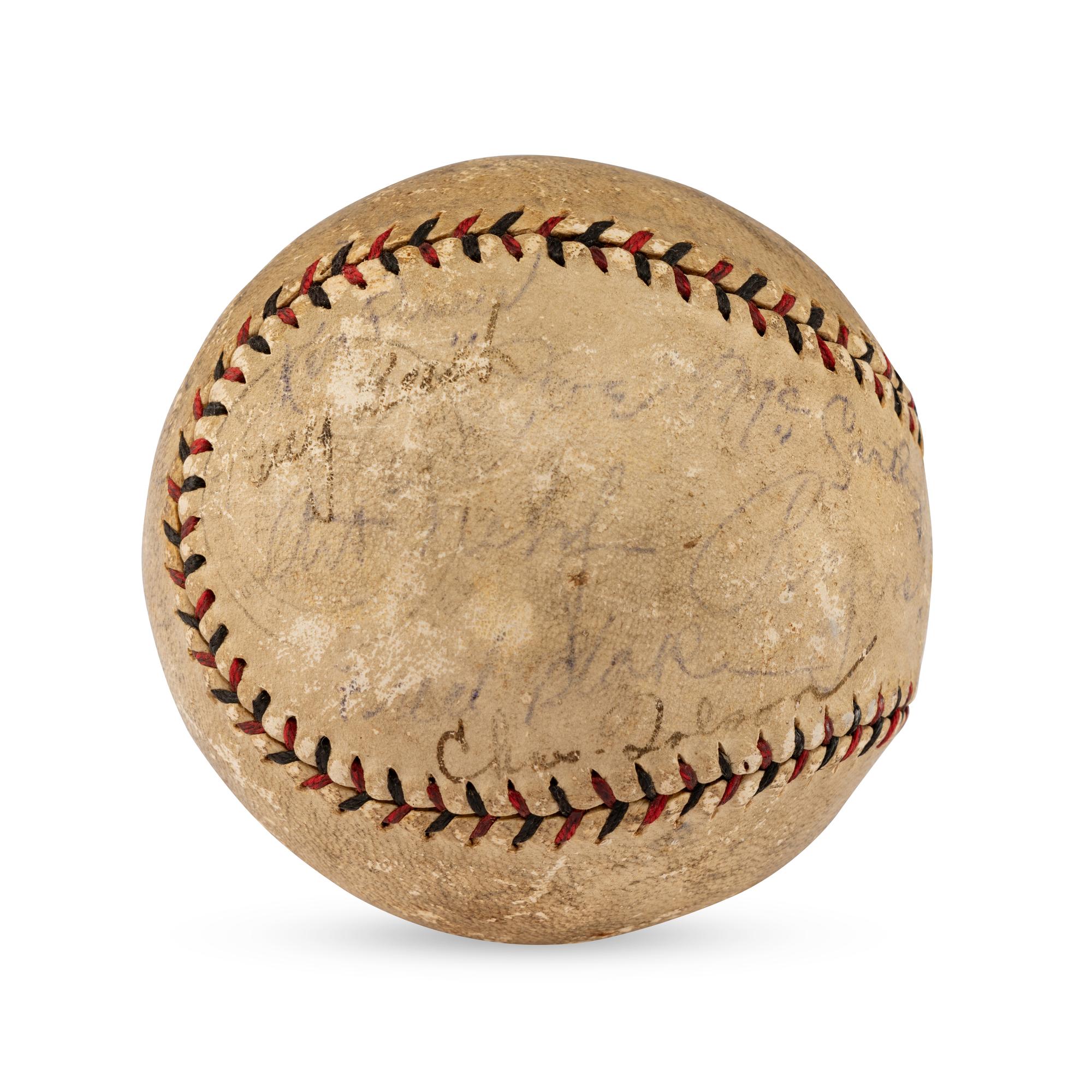 A 1929 Chicago Cubs Team Signed Autograph Baseball Featuring Rogers Hornsby (Beckett Authentication Services Letter of Authenticity)