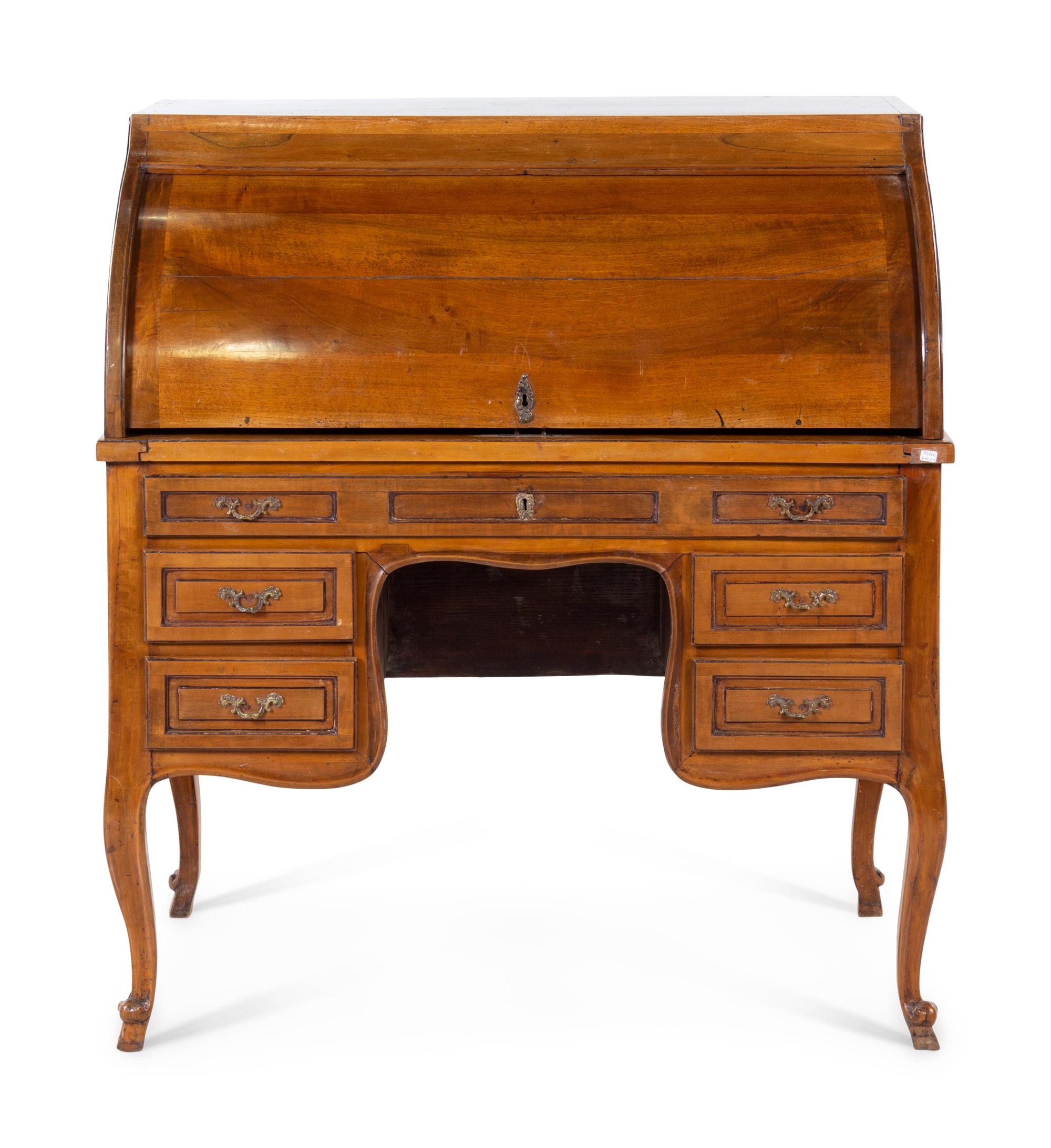 A Louis XV Style Walnut Bureau à Cylindre
