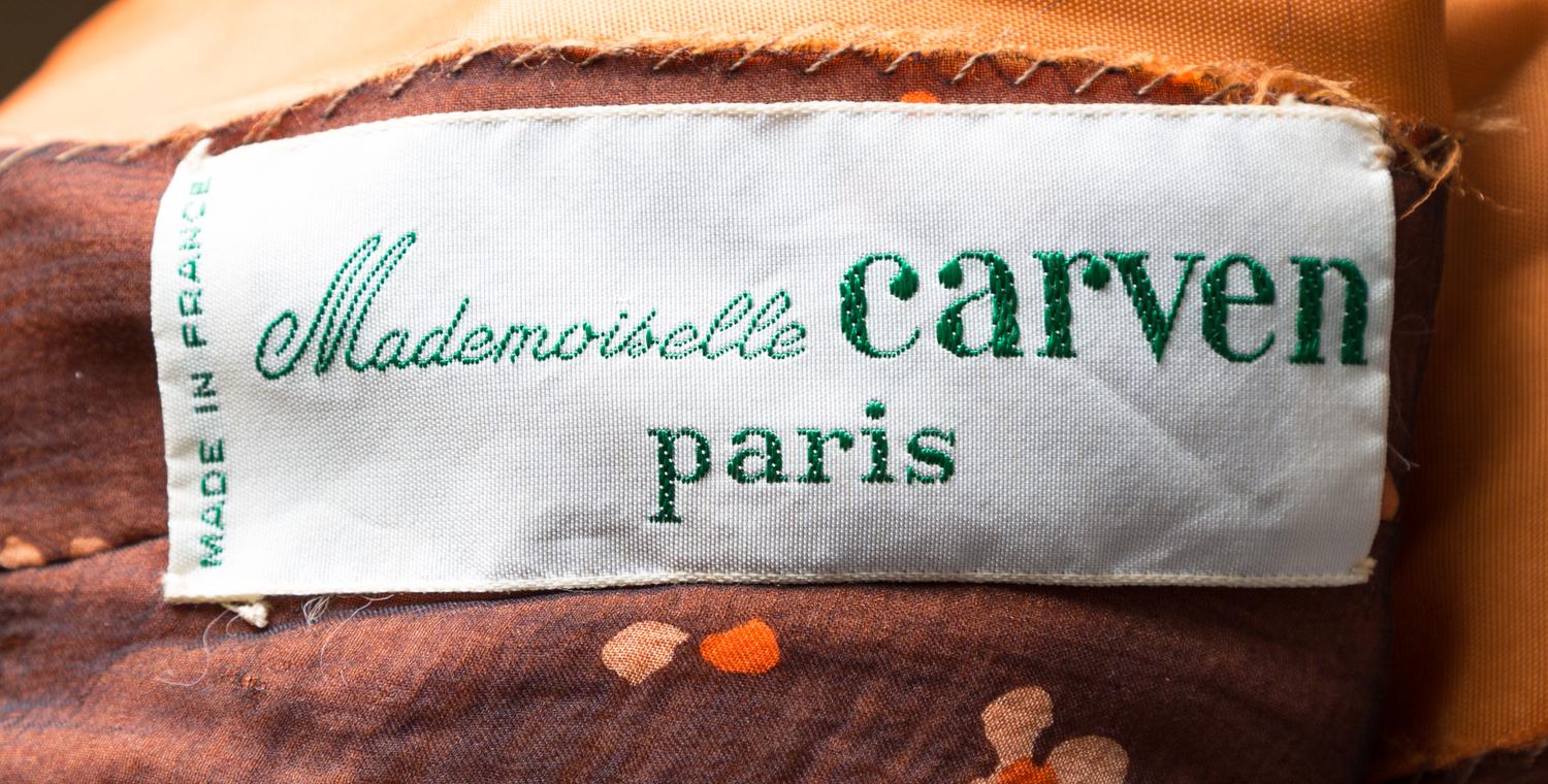 A Carven Brown and Orange Silk Floral Gown, No size.