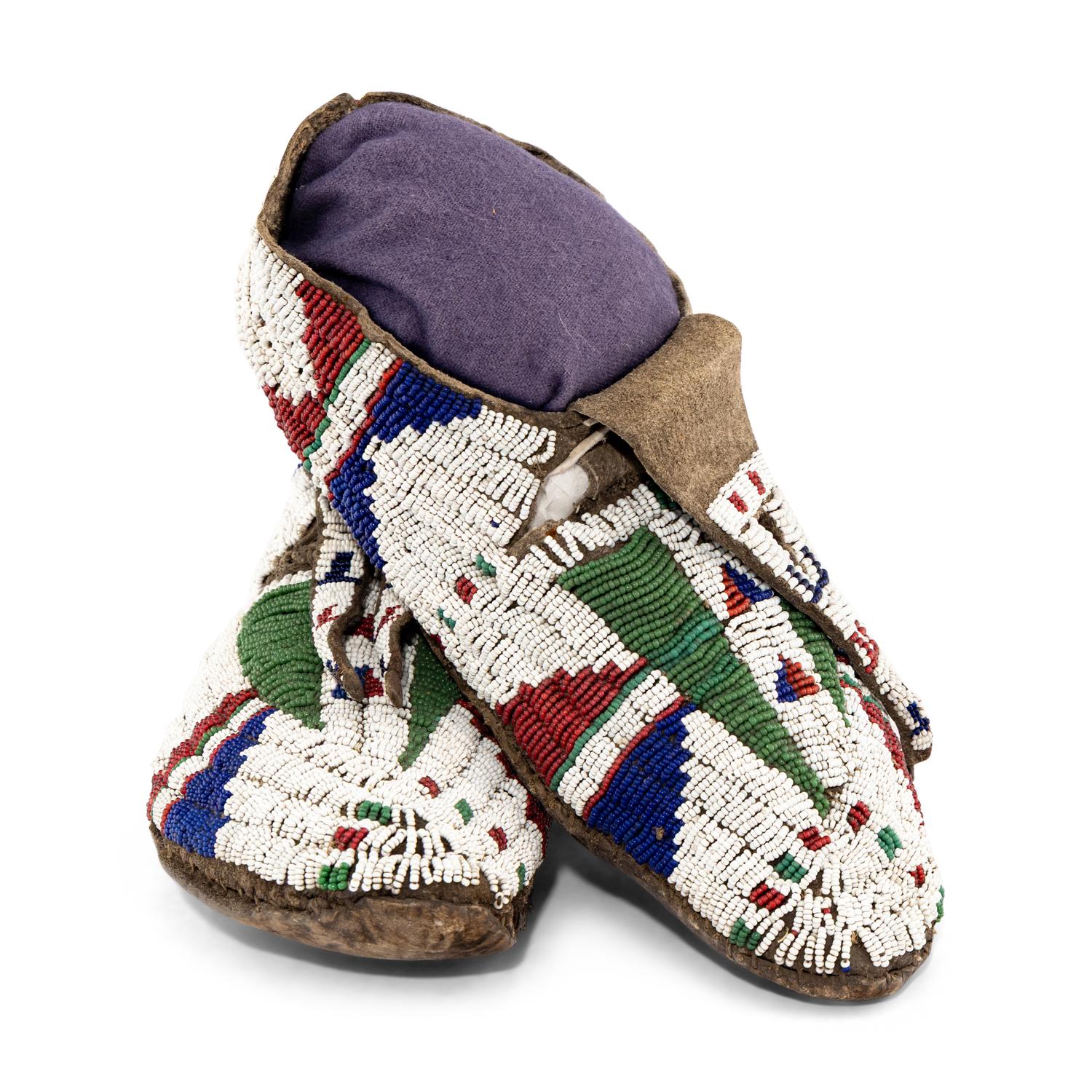 Sioux Beaded Buffalo Hide Moccasins