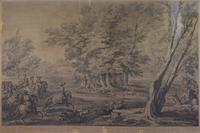A Pair of French Engravings Height 20 3/4 x width 32 inches.