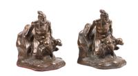 Three Sets of Contemporary Western Motif Bookends Height of tallest 5 1/2 inches