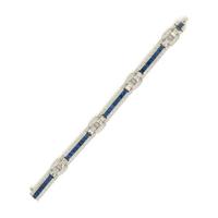 Sapphire, Diamond, and Platinum Bracelet
