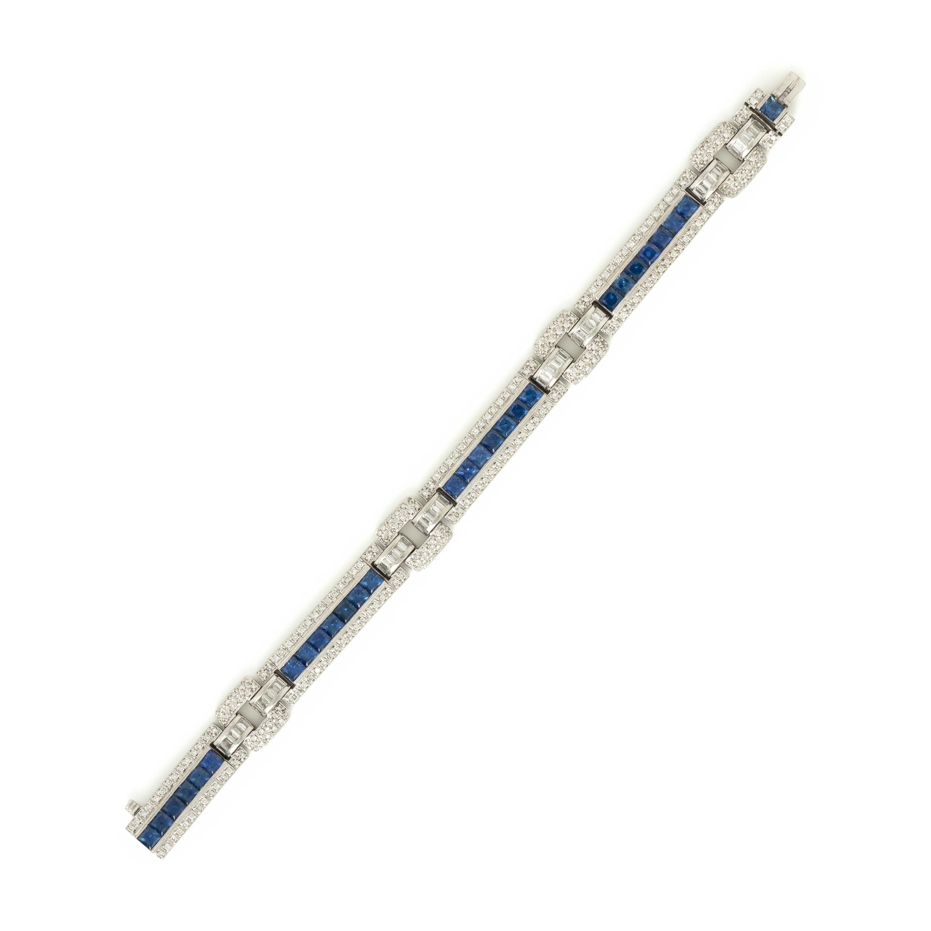 Sapphire, Diamond, and Platinum Bracelet