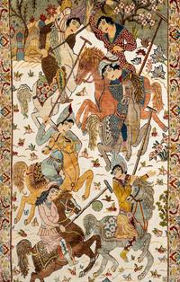 A Kirman Silk Pictorial Rug
