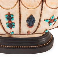 A Large Fluted Rock Crystal and Jewel-Mounted Bowl