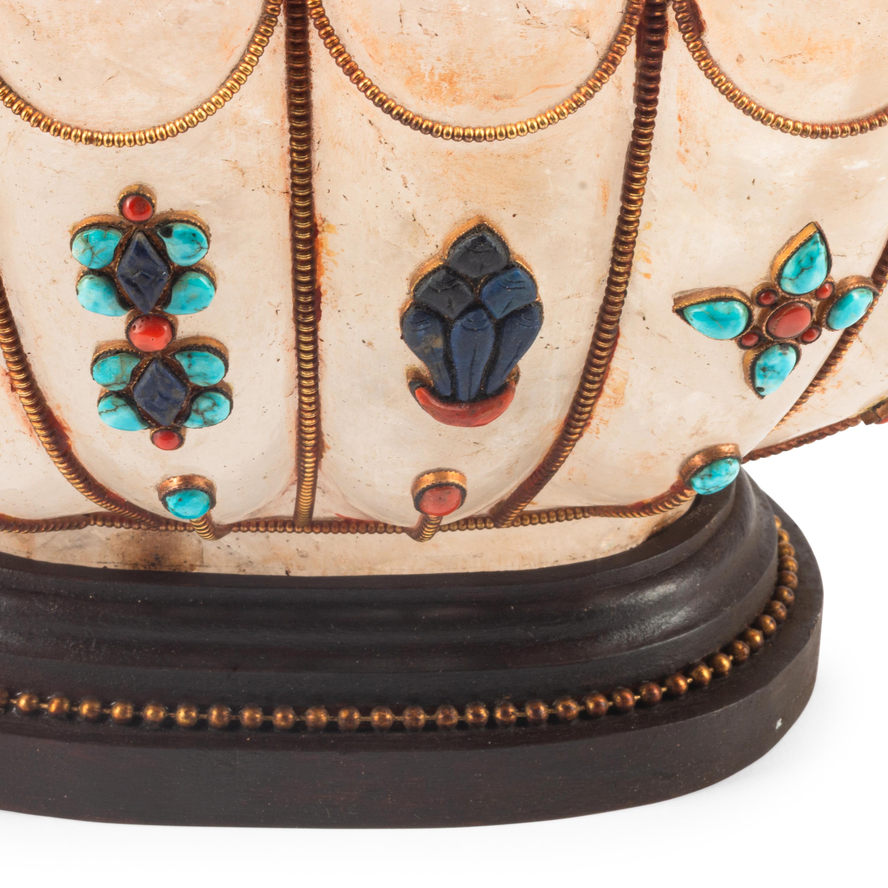 A Large Fluted Rock Crystal and Jewel-Mounted Bowl