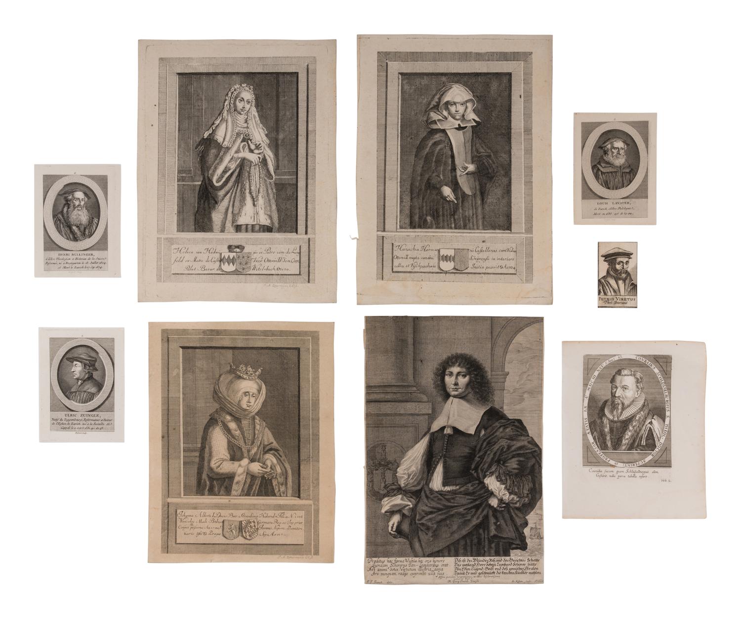 [PORTRAITS & FIGURES]. A group of approximately 46 prints, most engraved, including:
