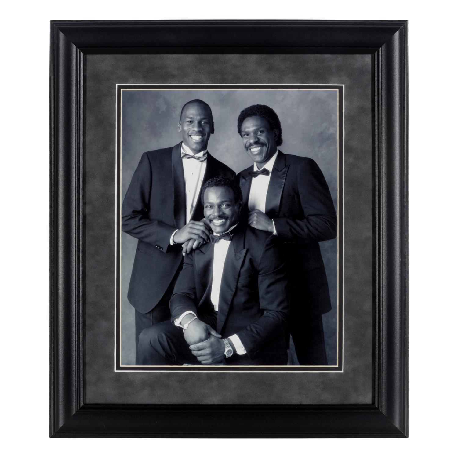 A 1987 Michael Jordan, Walter Payton and Andre Dawson Chicago Sports Legends Photo Display