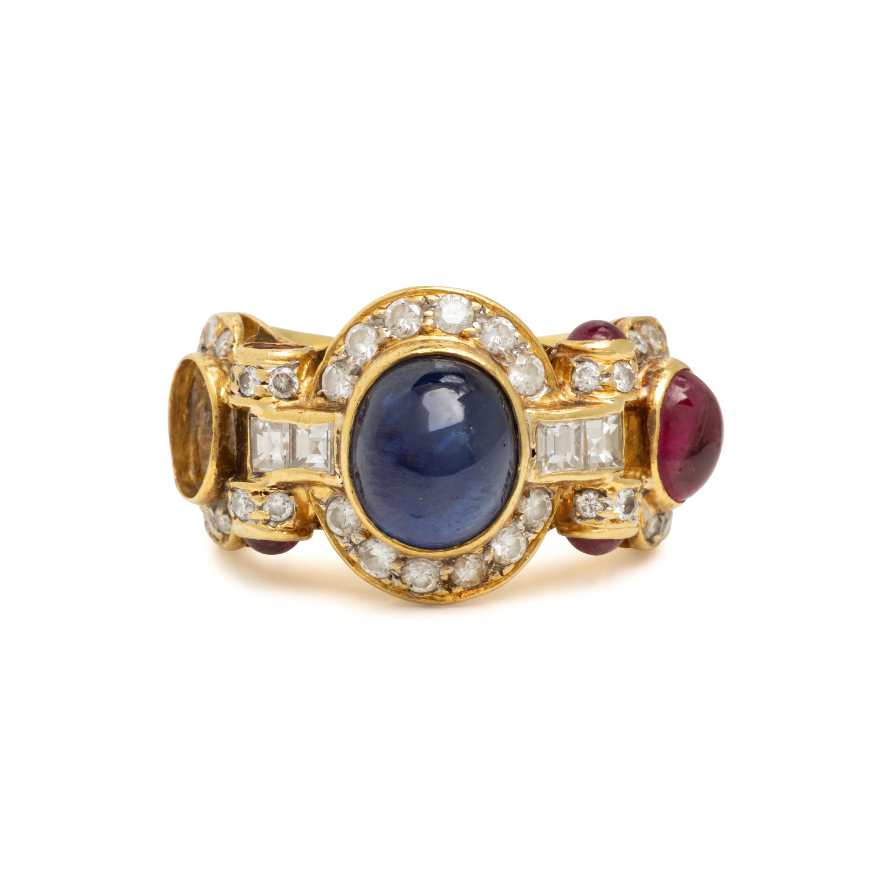 Multigem and Yellow Gold Ring