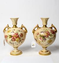 A Pair of Royal Worcester Porcelain Vases Height 9 1/4 inches. — 1903