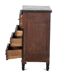 A Late Federal Parcel Ebonized Walnut Diminutive Child's Chest of Drawers