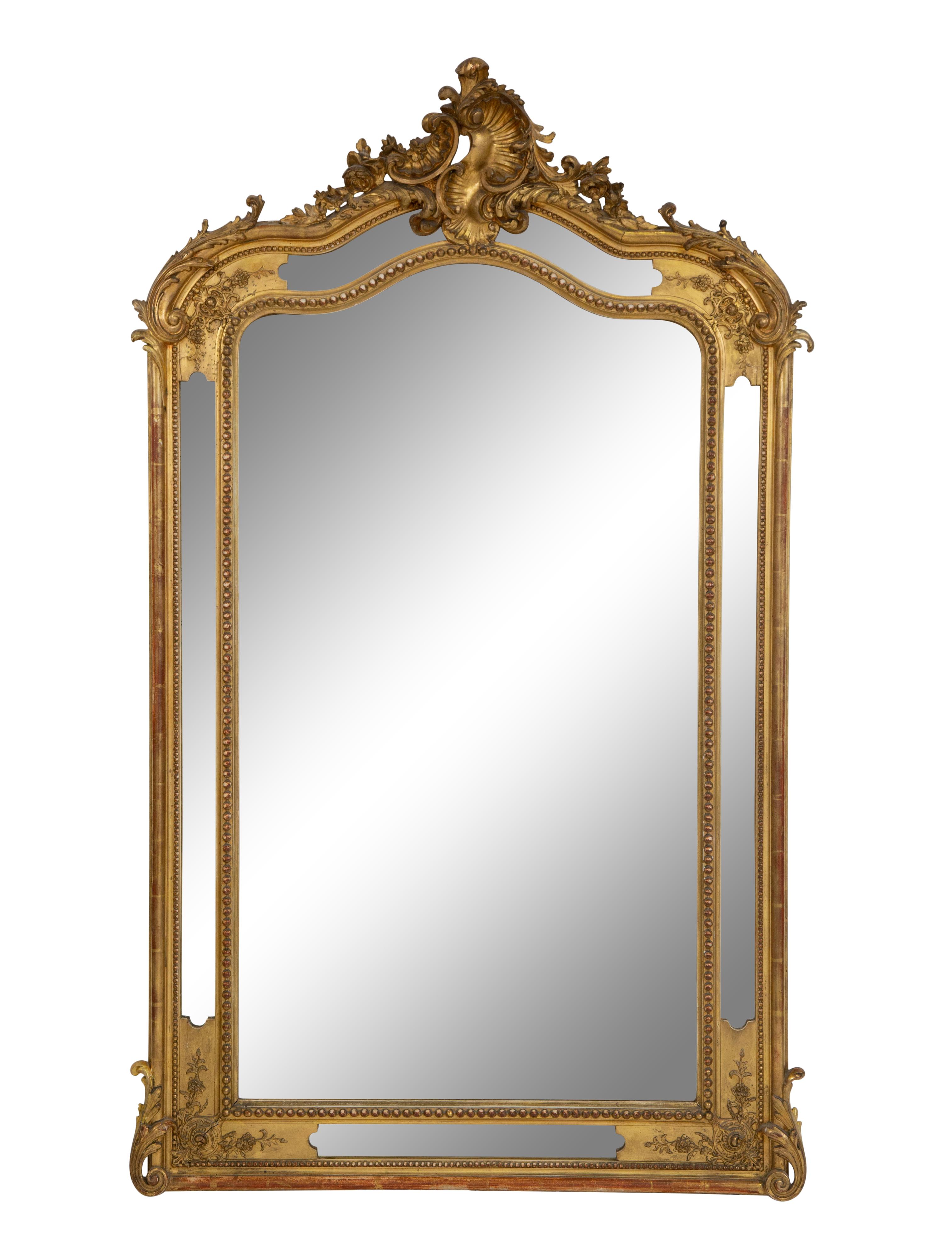 A Pair of Napoleon III Giltwood Overmantel Mirrors