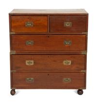 A Pair of English Brass Mounted Mahogany Campaign Chests