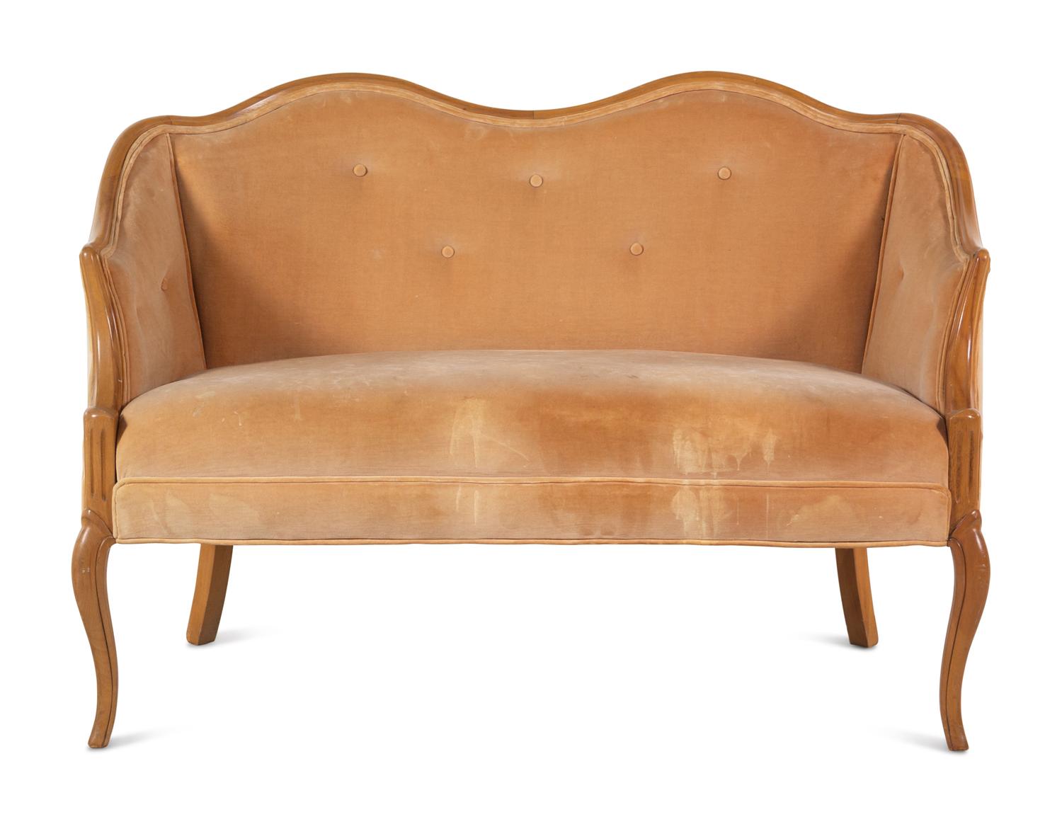 A Louis XV/XVI Transitional Style Maple Settee
