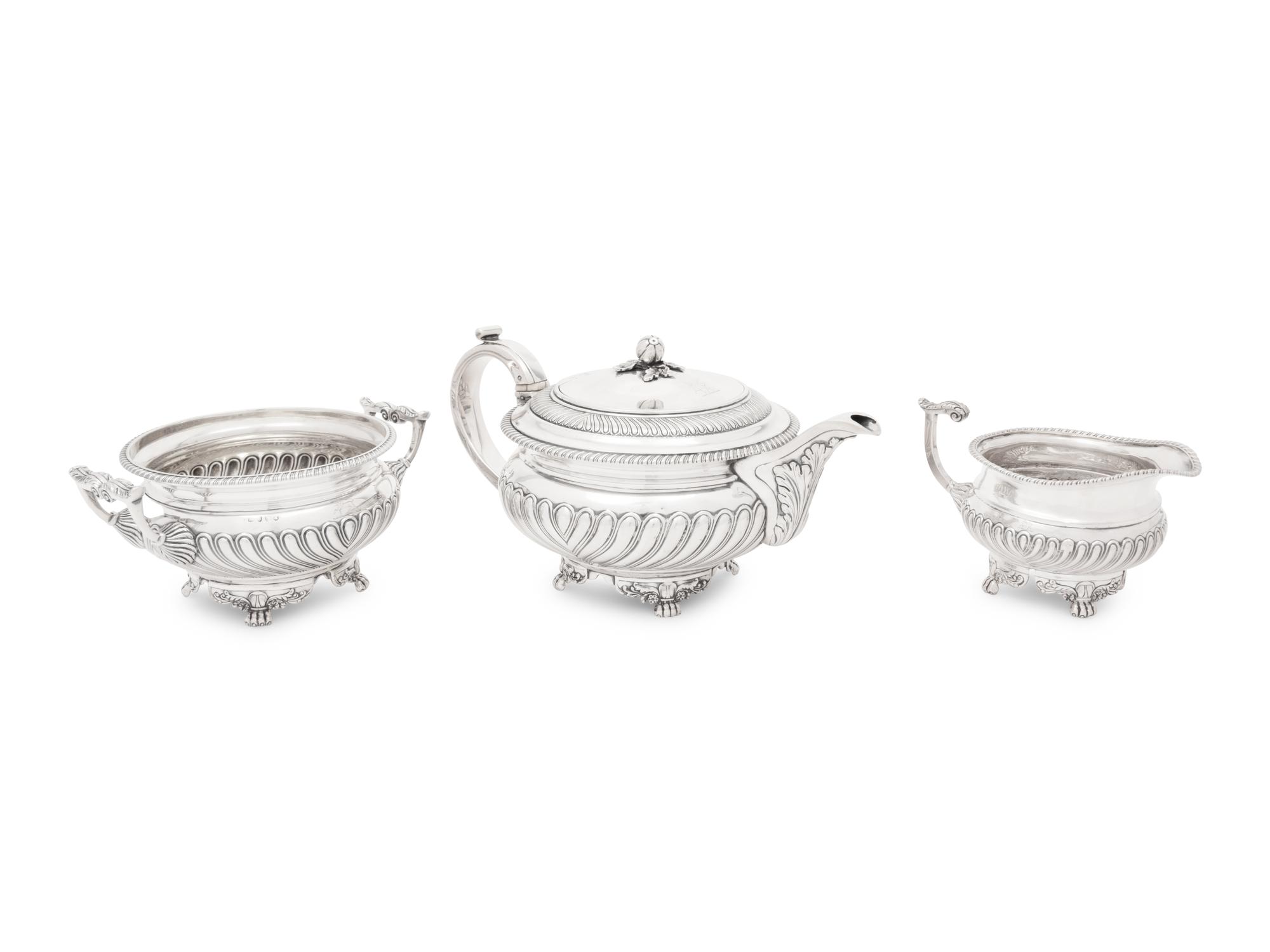 An George III Silver Three-Piece Tea Service