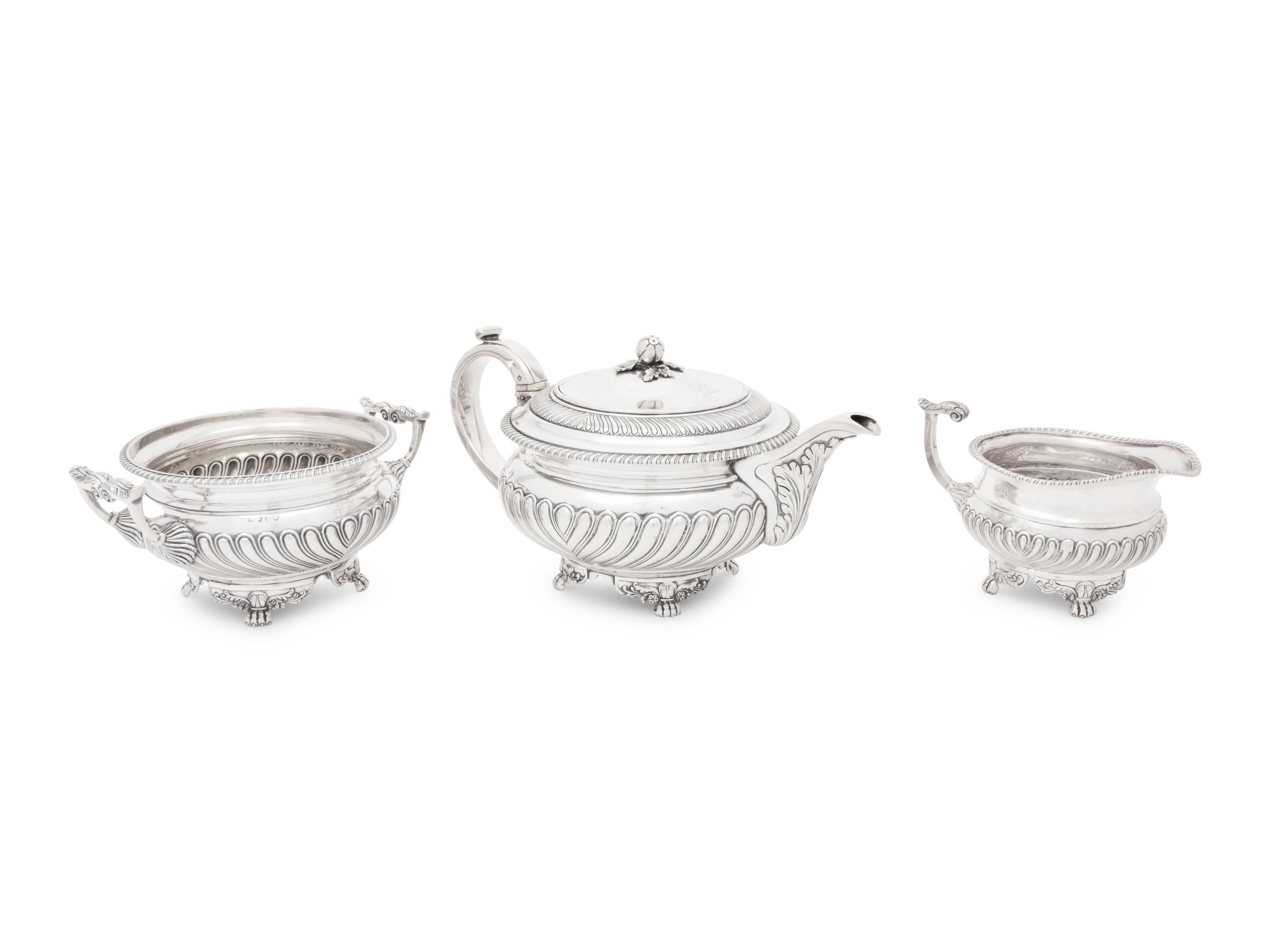 An George III Silver Three-Piece Tea Service