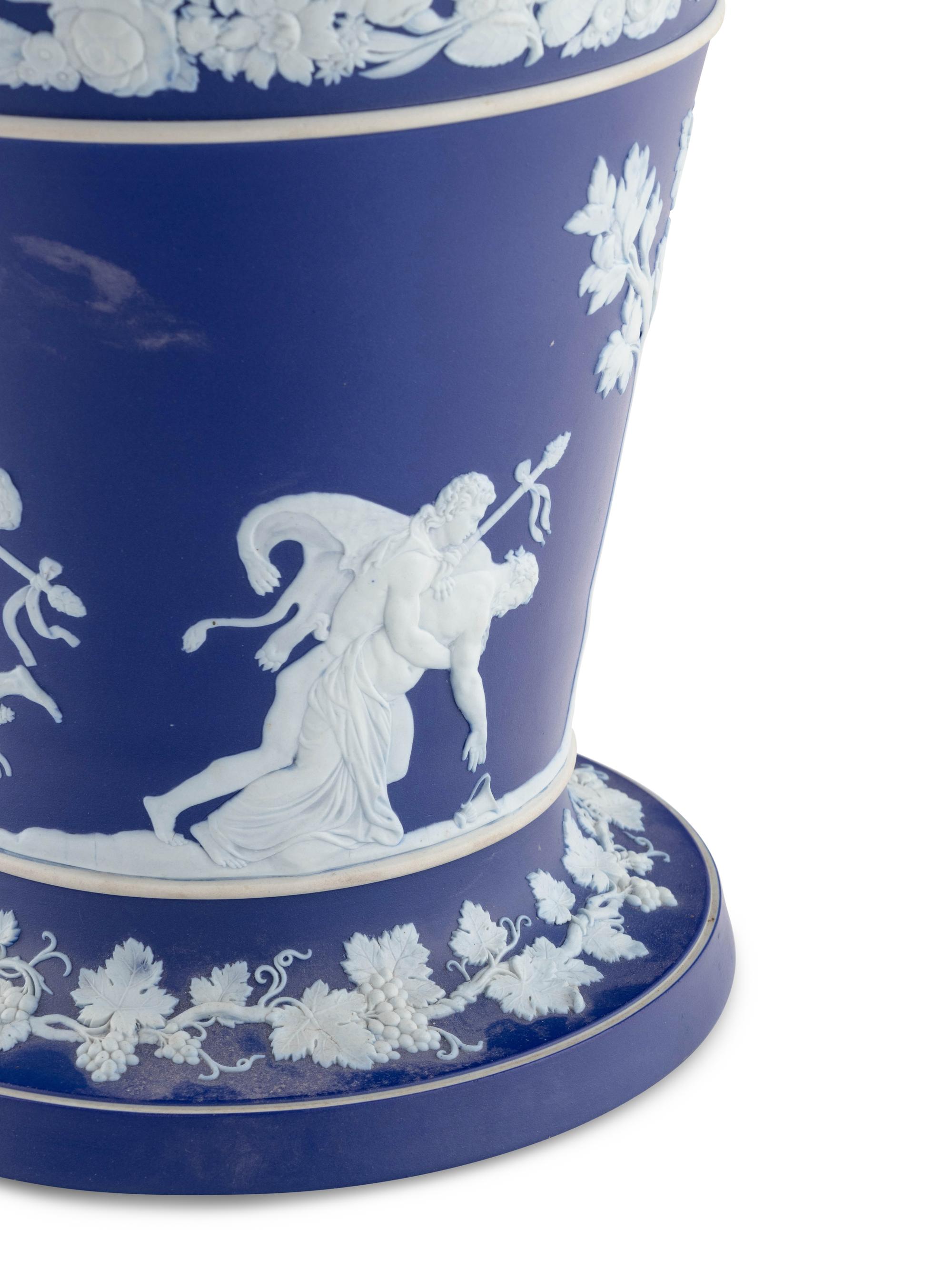 A Large Wedgwood Jasperware Vase and Flower Frog