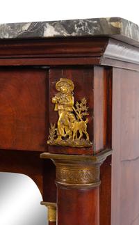 An Empire Style Gilt Metal Mounted Mahogany Marble-Top Secrétaire à Abattant