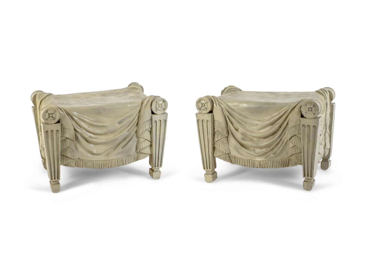 A Pair of Cast Resin Reproduction Tatham Stools — 20TH CENTURY