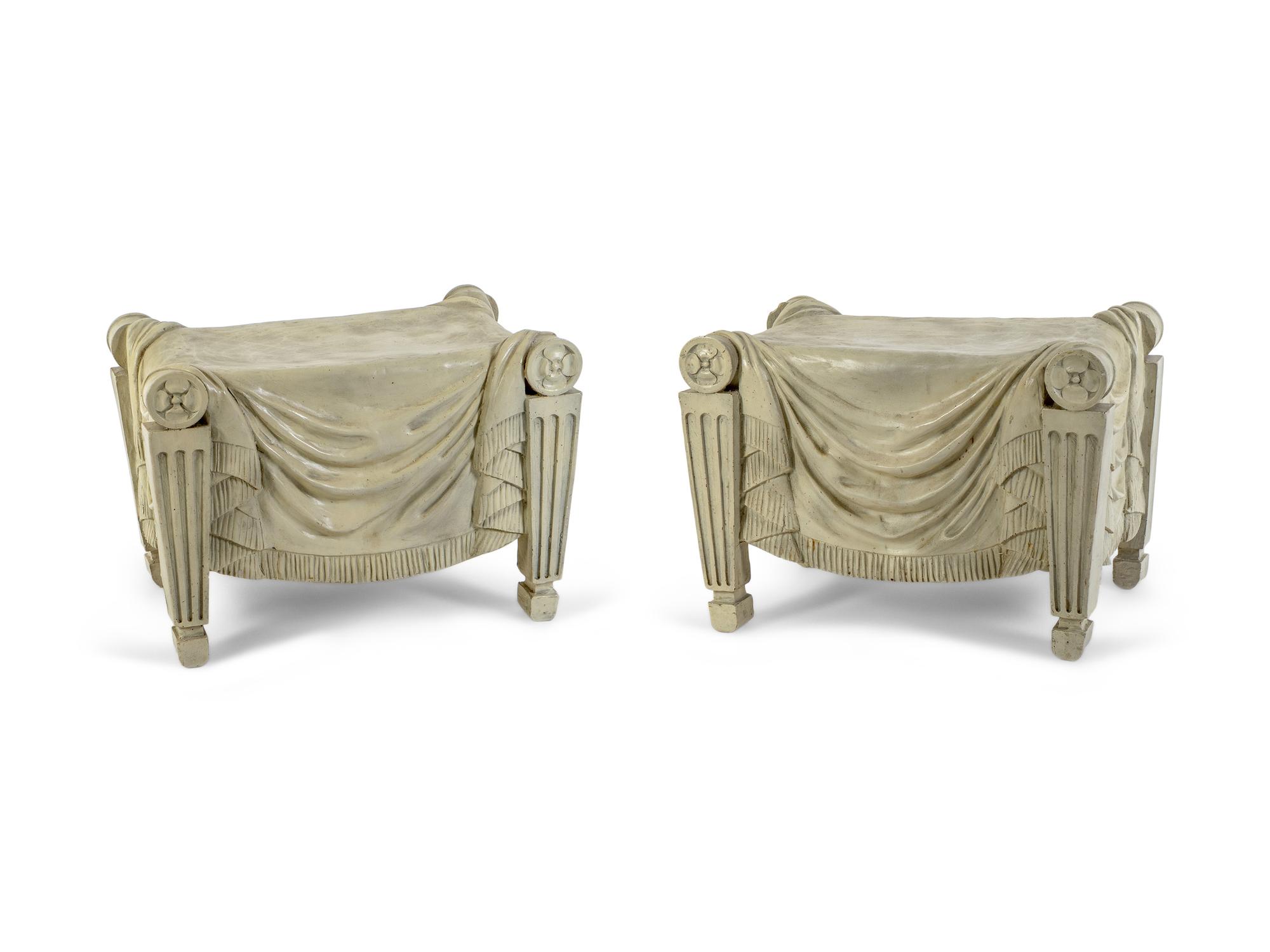 A Pair of Cast Resin Reproduction Tatham Stools — 20TH CENTURY
