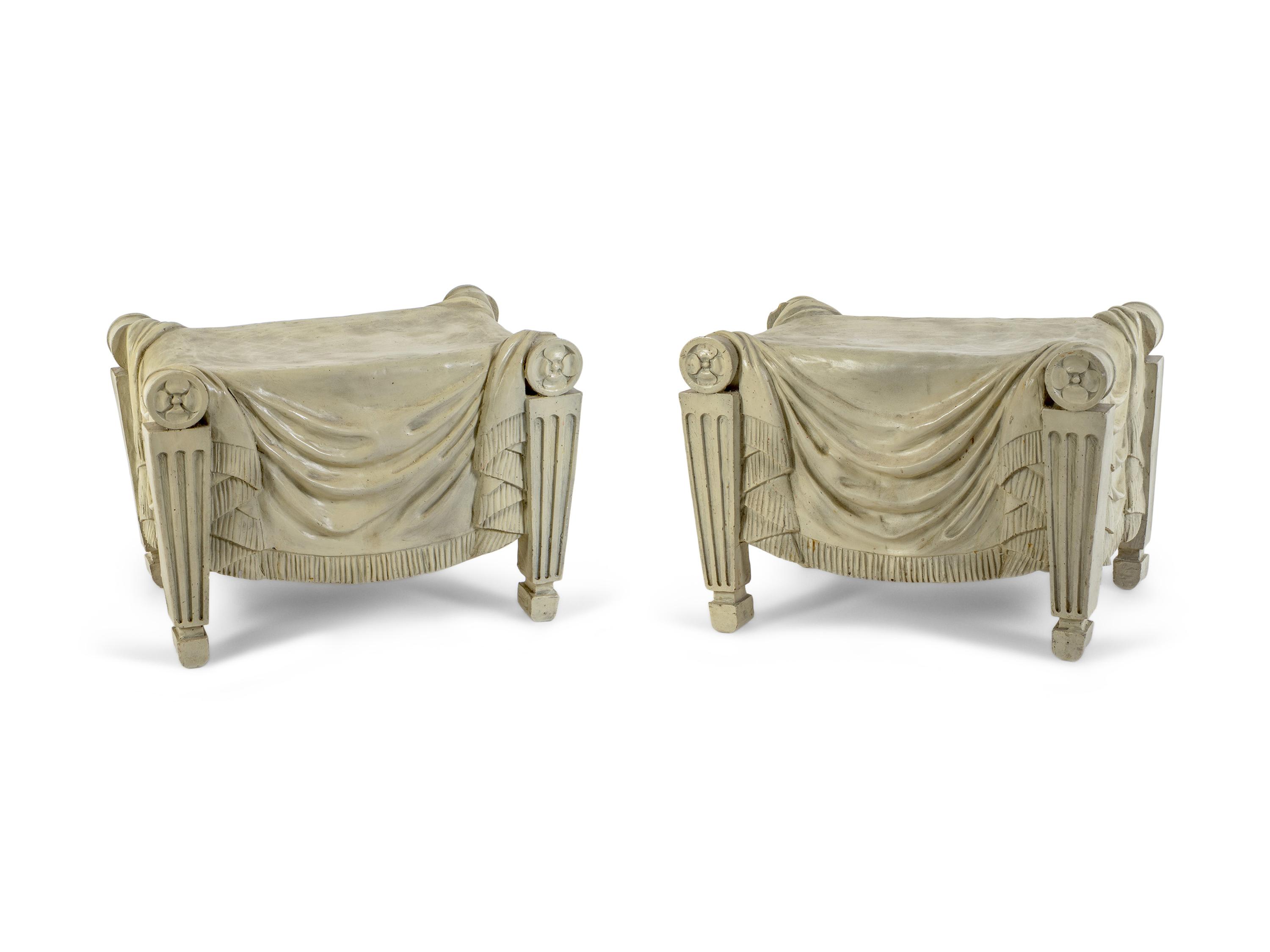 A Pair of Cast Resin Reproduction Tatham Stools — 20TH CENTURY