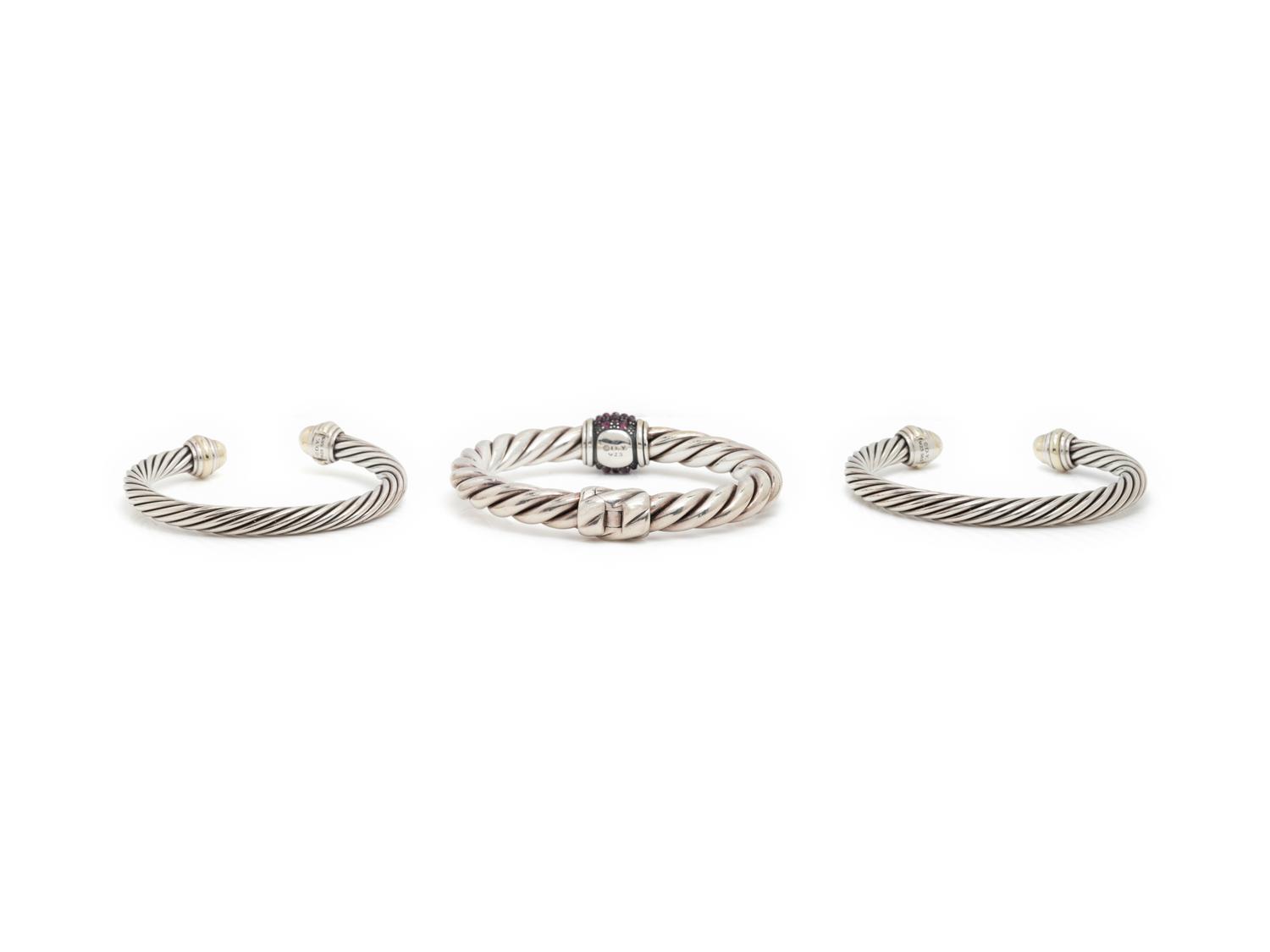 DAVID YURMAN, STERLING SILVER BRACELETS