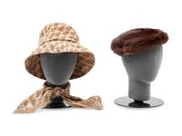 Five Vintage Hats & One Matching Scarf, 1950-70s