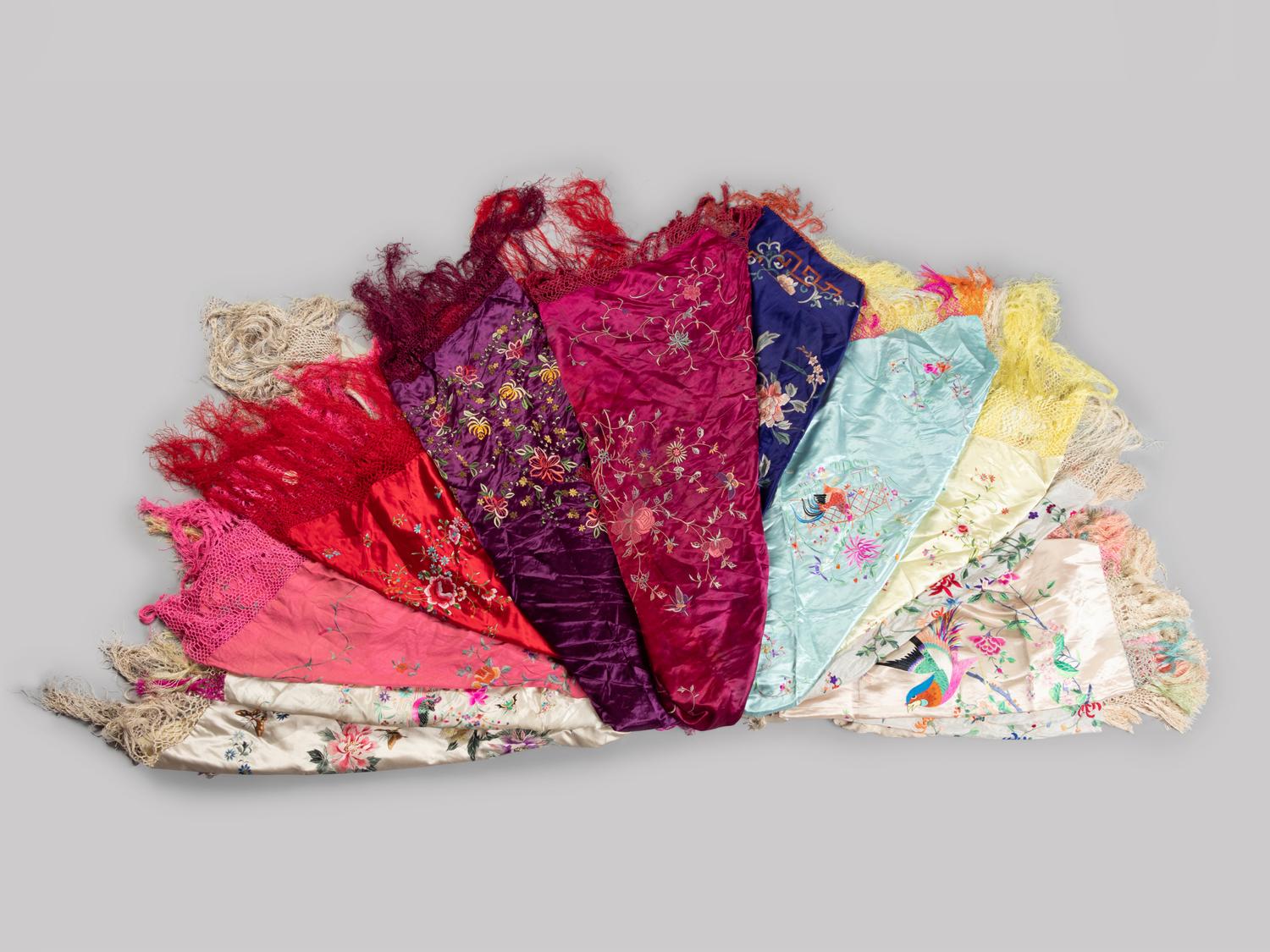 15 Chinese Tasseled Silk Panels