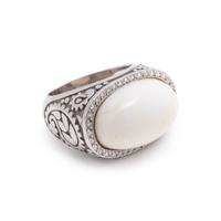 WHITE CORAL AND DIAMOND RING