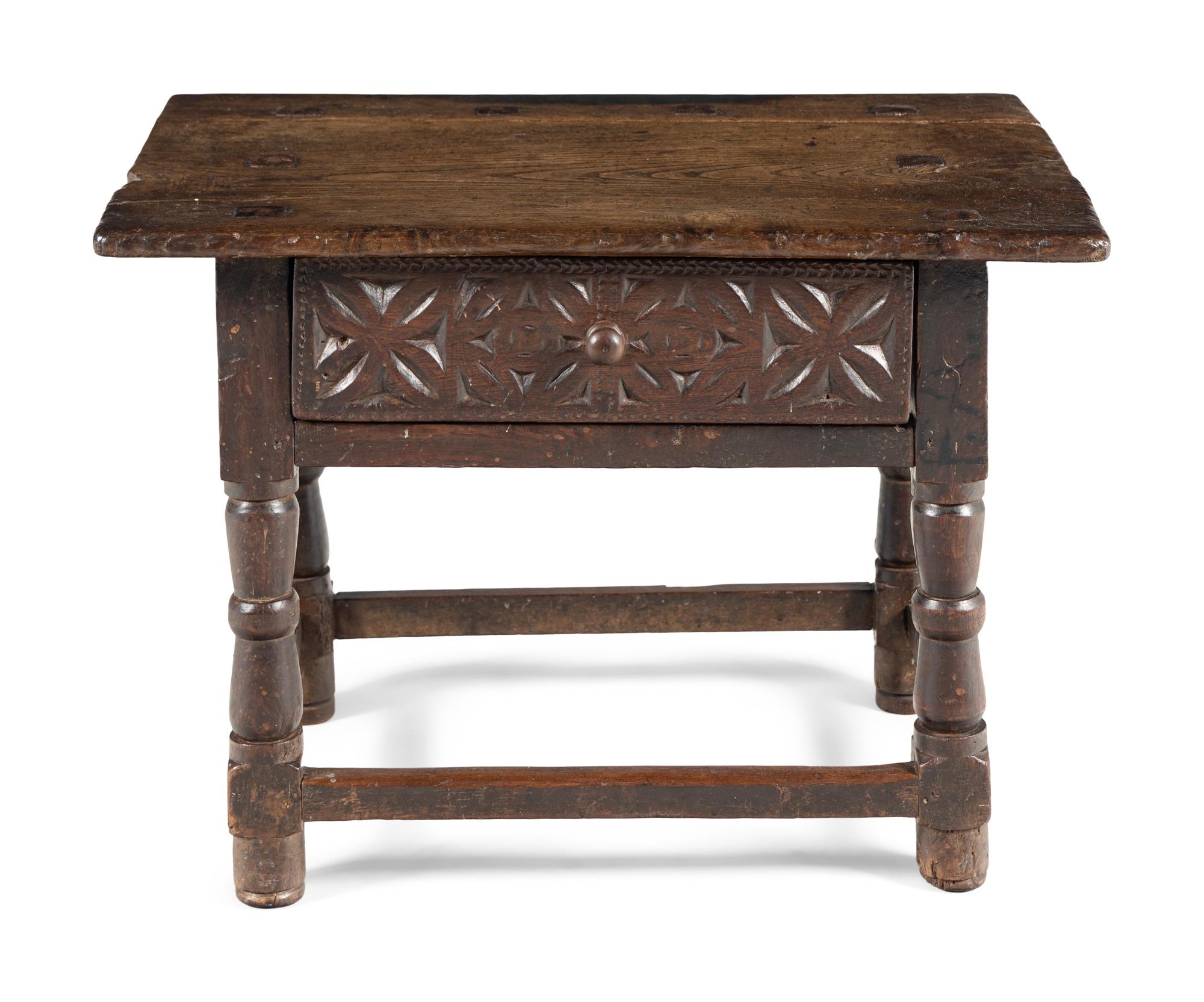 A Charles II Oak Side Table