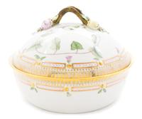 A Royal Copenhagen Flora Danica Covered Vegetable Bowl Height 7 inches x Diameter 9 1/2 inches.