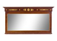 An Empire Gilt Bronze Mounted Mahogany Overmantel Mirror