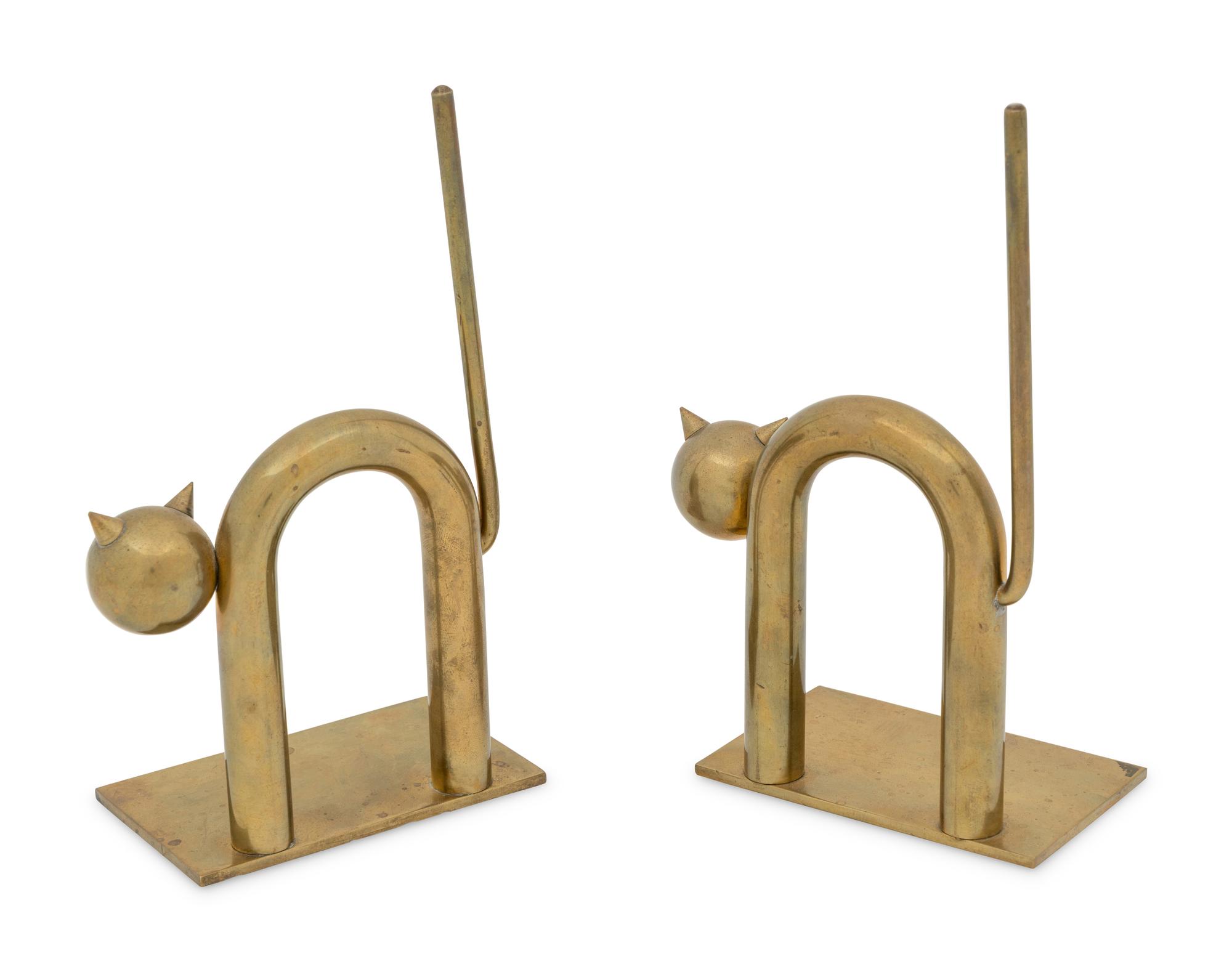 Pair of Cat Bookends Chase Brass & Copper Co., USA