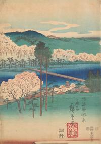 Three Japanese Woodblock Triptychs, including Hiroshige, Hiroshige II and Kunisada