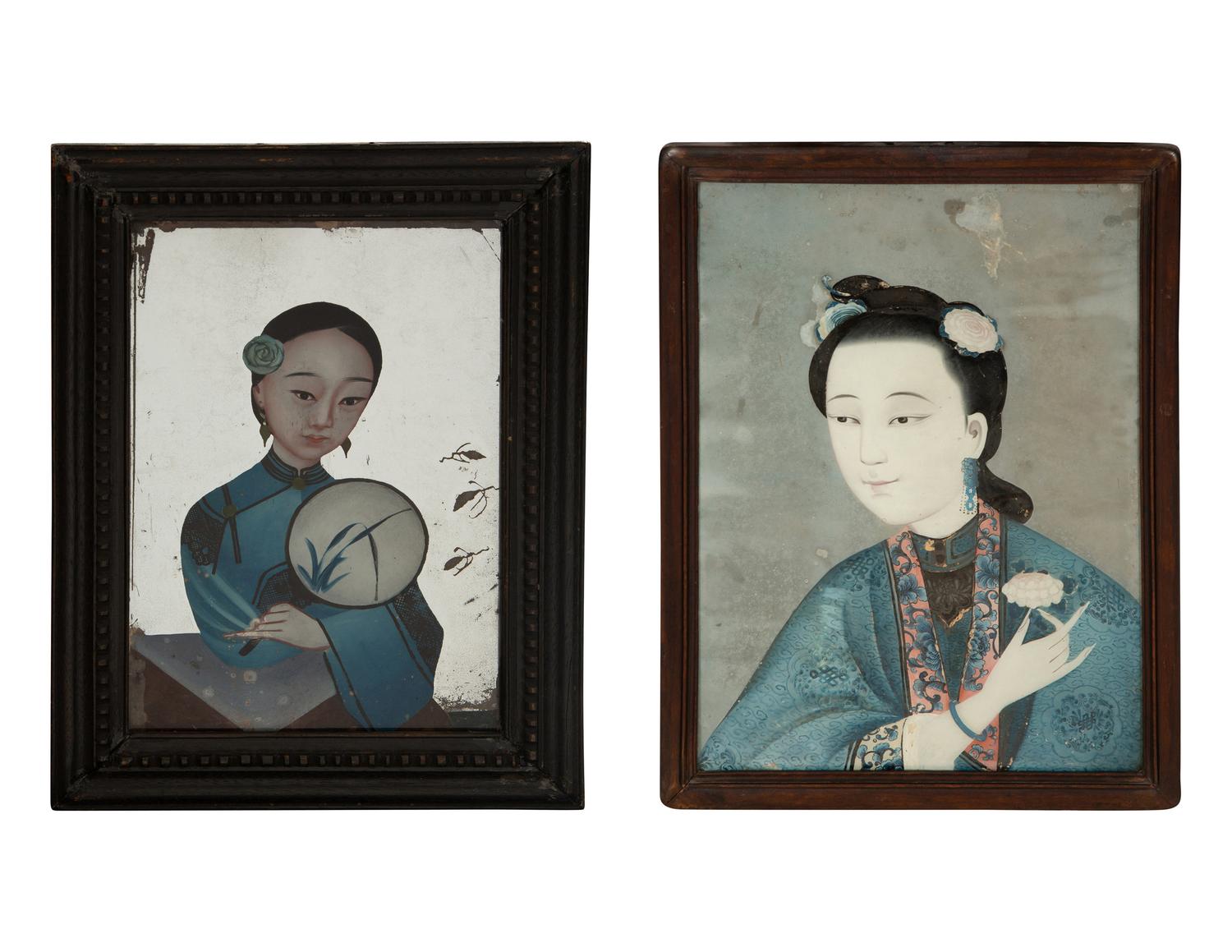 Two Chinese Reverse Paintings on Glass