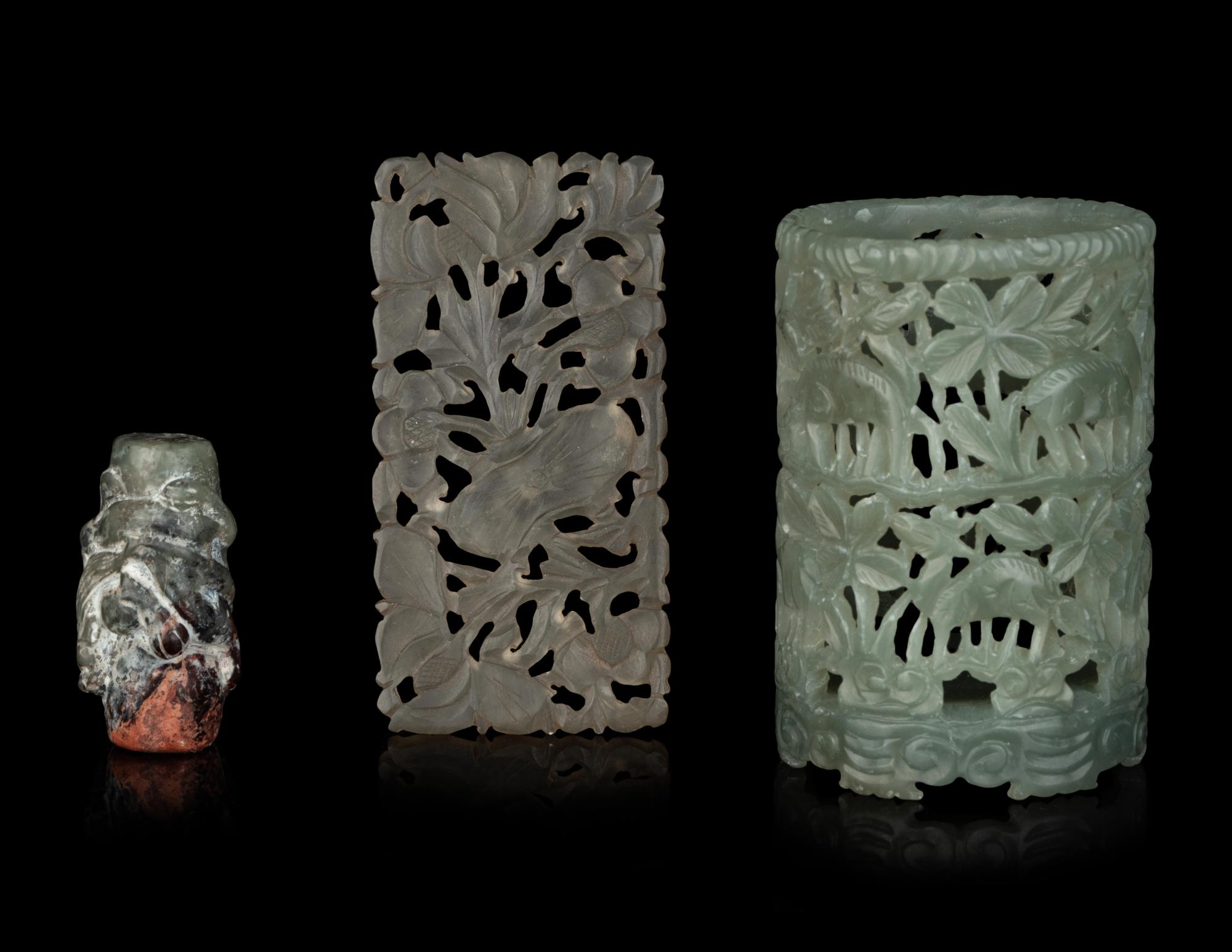 Five Chinese Jade and Hardstone Articles