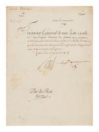 LOUIS XVI, King of France (1754-1793). Partly printed document signed ("Louis"), 19 April 1791. Countersigned by an unidentified administrator.
