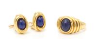 A Yellow Gold and Lapis Lazuli Demi Parure, 10.20 dwts.