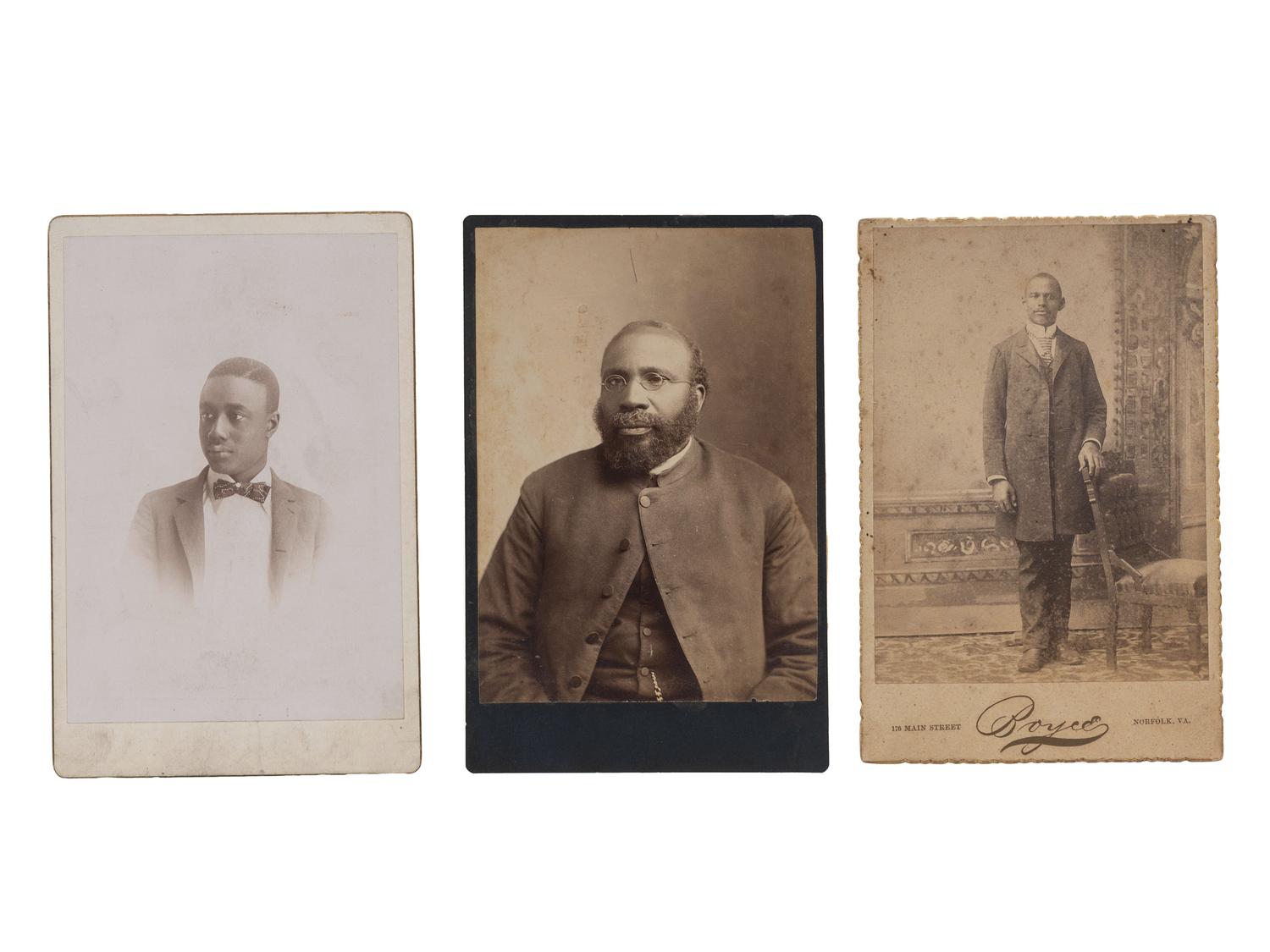[EARLY PHOTO] 9 cabinet cards of African American subjects, incl. possible clergyman from Virginia.