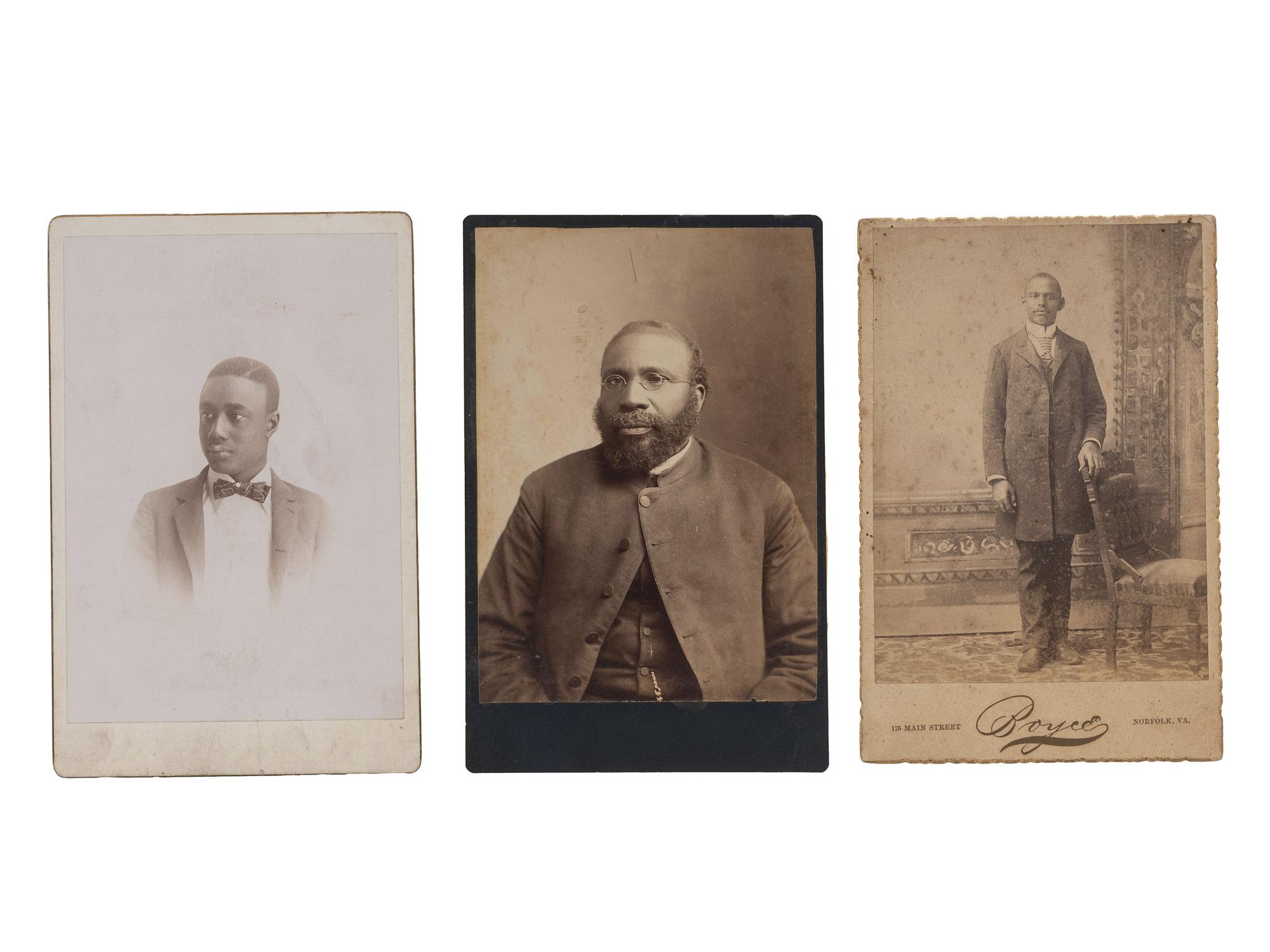 [EARLY PHOTO] 9 cabinet cards of African American subjects, incl. possible clergyman from Virginia.
