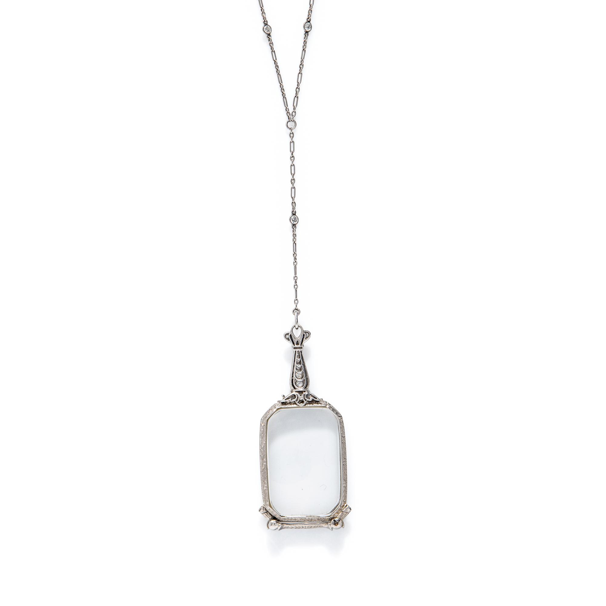 TIFFANY & CO., PLATINUM AND DIAMOND LORGNETTE